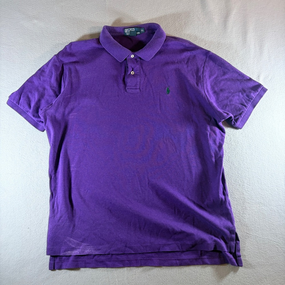 Polo Ralph Lauren Mens XL Purple Short Sleeve Pique Polo Shirt Embroidered Logo